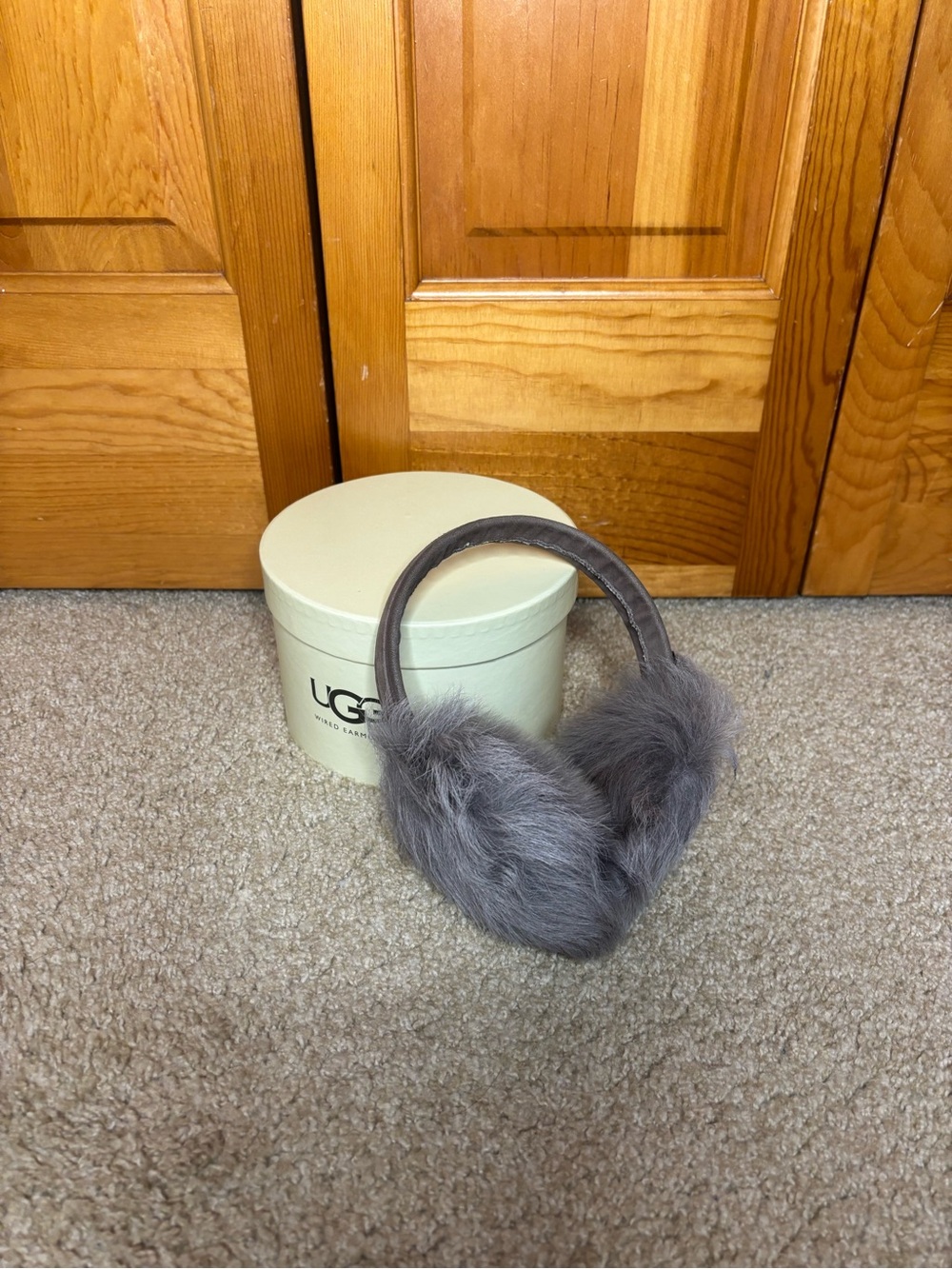 UGG Gray Faux Fur On-Ear Headphones
